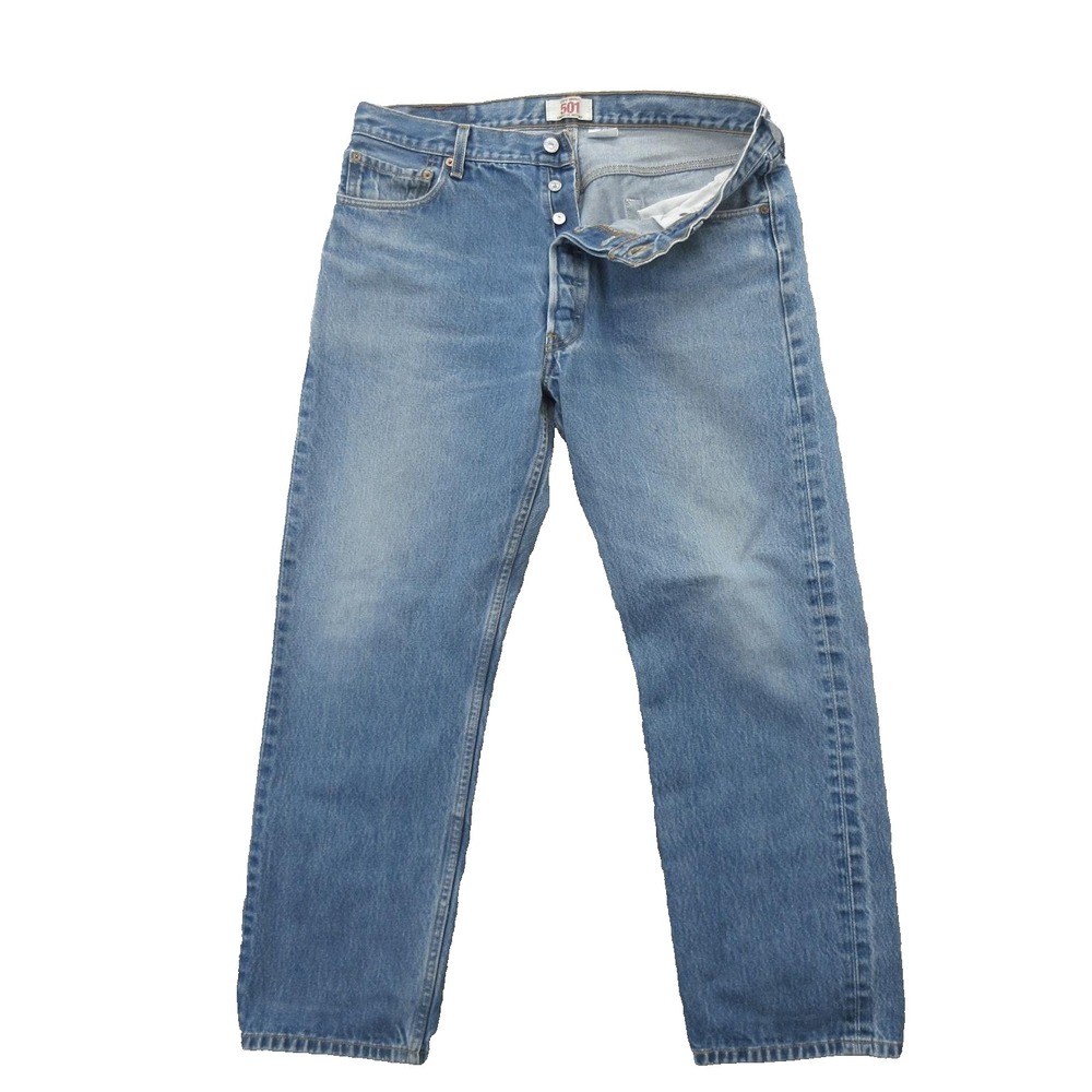 Levis 501 Jeans Mens 38x32 Measures 34X29 Button Fly Straight Leg Denim Mexico